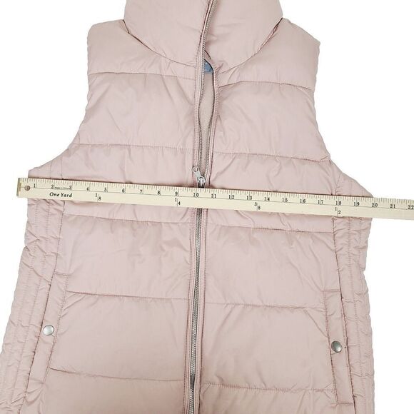 Old Navy Puffer Vest M Dusty Pink Full-Zip Fleece Lined Sleeveless Jacket - Picture 6 of 11